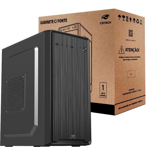 Imagem de Gabinete Micro Atx Mt-33Bk Com Fonte 200W C3Tech