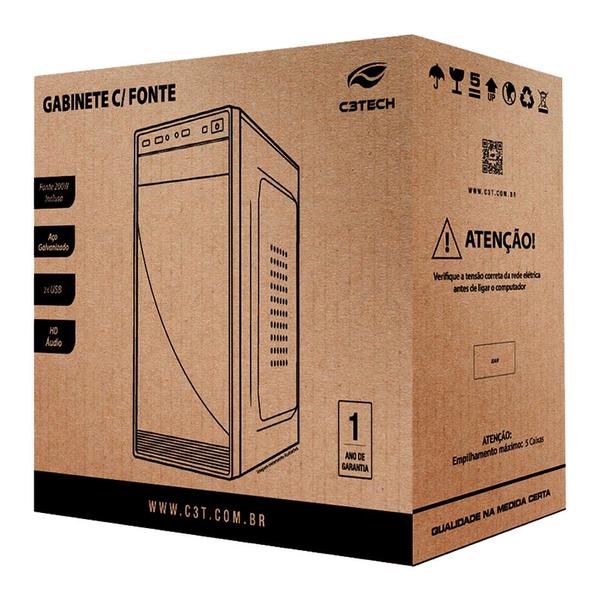 Imagem de Gabinete Micro ATX MT-33BK Com Fonte 200W C3Tech