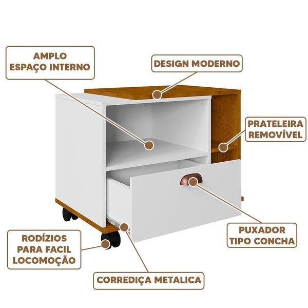 Imagem de Gabinete Para Banheiro 1 Gaveta E Rodízios Branco Naturalle Tóquio Bechara