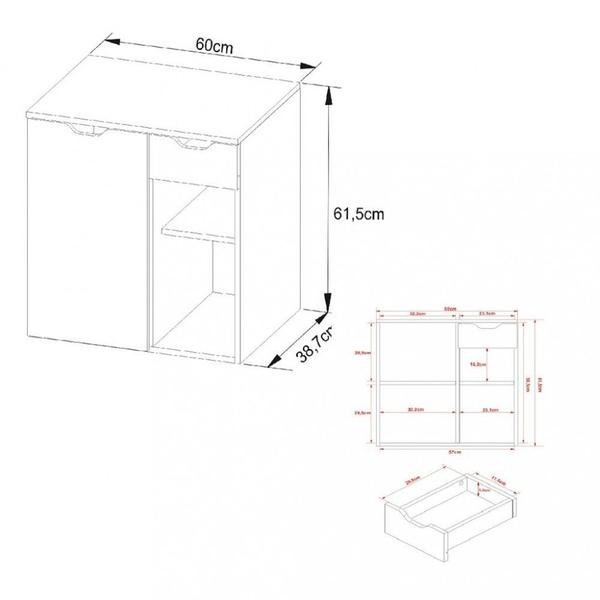 Imagem de Gabinete para Banheiro 1 Porta 1 Gaveta BN3605 Tecnomobili