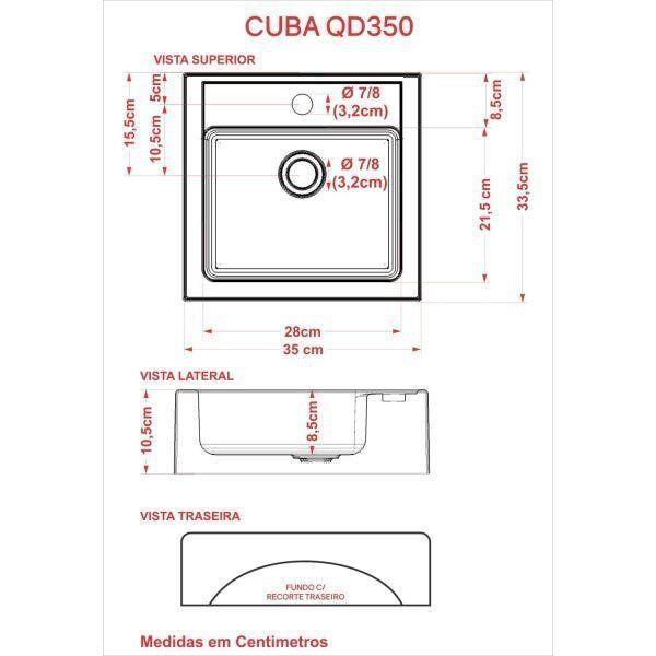 Imagem de Gabinete para Banheiro 2 Portas 1 Gaveta com Cuba Q35 e Espelheira Legno 831W Espresso Móveis