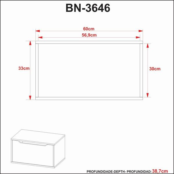 Imagem de Gabinete para Banheiro 60cm 1 Porta Tecno Mobili BN3646 Branco