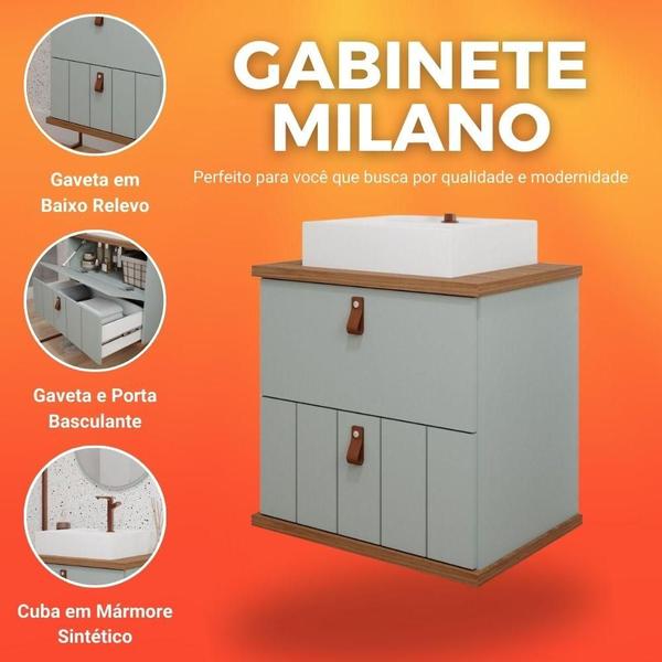 Imagem de Gabinete Para Banheiro 60Cm 100% Mdf 1 Gaveta 1 Porta Basculante Milano Mgm Móveis