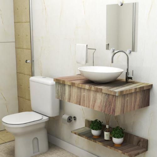 Imagem de  Gabinete para Banheiro 60cm com Cuba e Espelho Completo para Lavabo Casa
