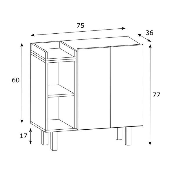 Imagem de Gabinete para Banheiro 75cm Sem Cuba Estilare Móveis GAB1015