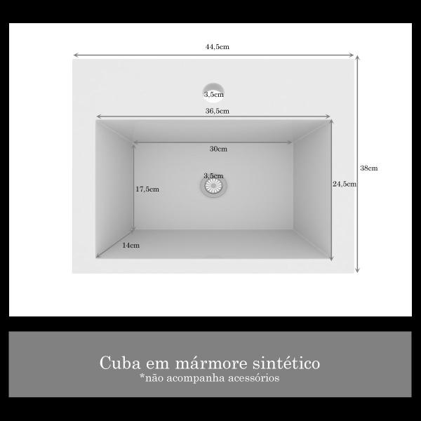 Imagem de Gabinete Para Banheiro 80cm Com Cuba 1 Porta 2 Gavetas e Armário Jazz Bosi