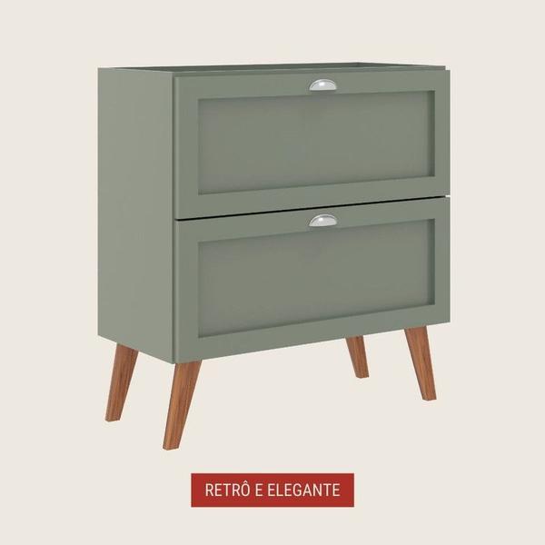 Gabinete para Banheiro 80cm Retro Mdf Verde Milano - On Móveis Imagem de Gabinete para Banheiro 80cm Retro Mdf Verde Milano - On Móveis