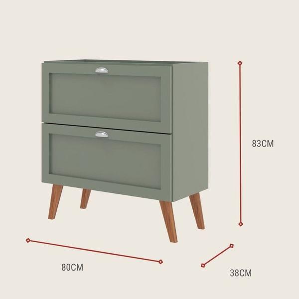 Gabinete para Banheiro 80cm Retro Mdf Verde Milano - On Móveis Imagem de Gabinete para Banheiro 80cm Retro Mdf Verde Milano - On Móveis