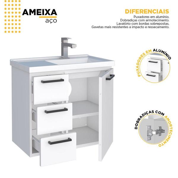 Imagem de Gabinete Para Banheiro Aço Ameixa 60 Cozimax Branco