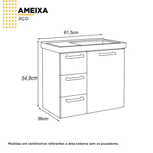 Imagem de Gabinete Para Banheiro Aço Ameixa 60 Cozimax Preto