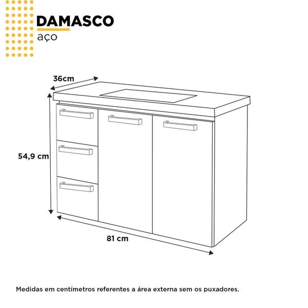 Imagem de Gabinete Para Banheiro Aço Damasco Suspenso 80 Cozimax Branco