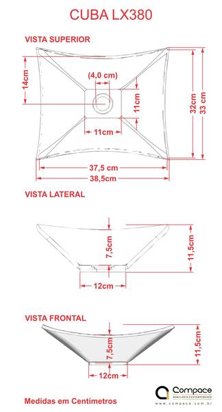 Imagem de Gabinete para Banheiro C/cuba L38 e Espelheira Legno 651