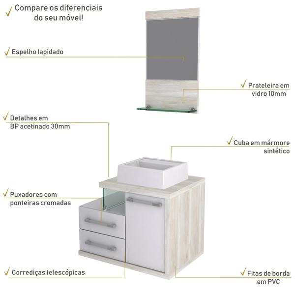 Imagem de Gabinete para Banheiro C/cuba Q32 e Espelheira Legno 651