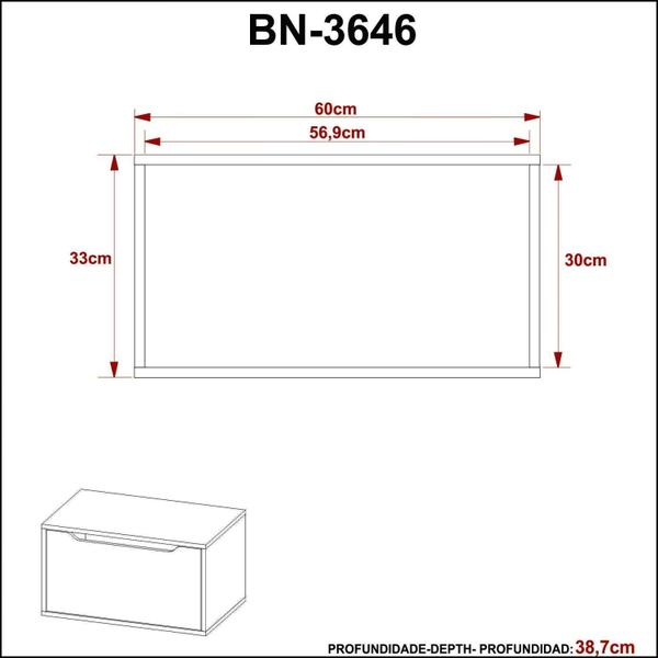 Imagem de Gabinete para Banheiro com 1 Porta 60cm BN3646