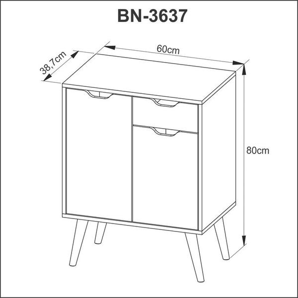 Imagem de Gabinete para Banheiro com 2 Portas e 1 Gaveta BN3637 Amêndoa Tecnomobili