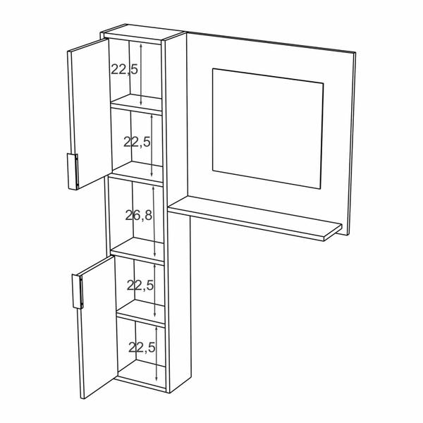 Imagem de Gabinete para Banheiro com Armário Suspenso e Espelheira Kira Estilare