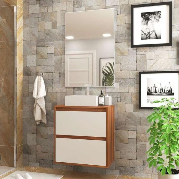 Imagem de Gabinete para Banheiro com Cuba e Espelheira 60cm Mdf Dubai - On Móveis