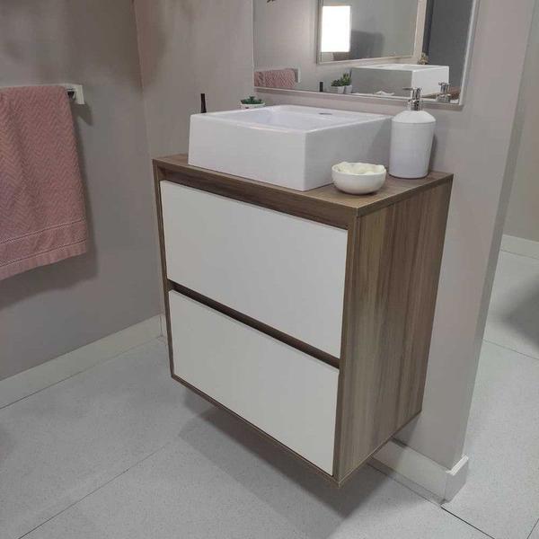 Imagem de Gabinete para Banheiro com Cuba e Espelheira 60cm Mdf Dubai - On Móveis