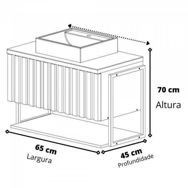 Imagem de Gabinete para Banheiro com Cuba e Espelheira 65cm MDF Helsing Espresso Móveis