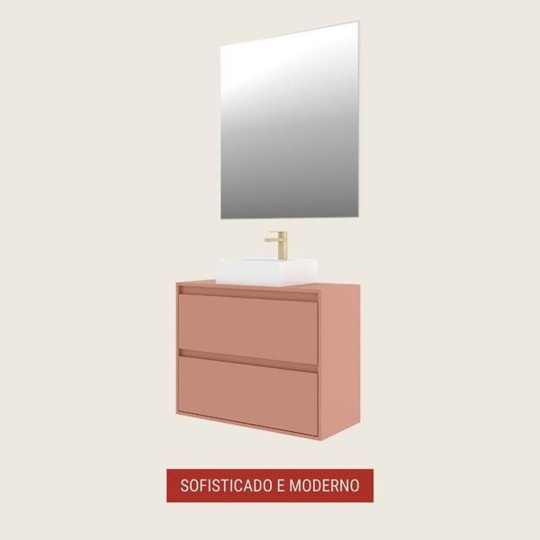 Imagem de Gabinete para Banheiro com Cuba e Espelheira 80cm Mdf Dubai - On Móveis