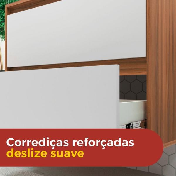 Imagem de Gabinete para Banheiro com Cuba e Espelheira 80cm Mdf Rosa e Alumínio Dourado Dubai - On Móveis