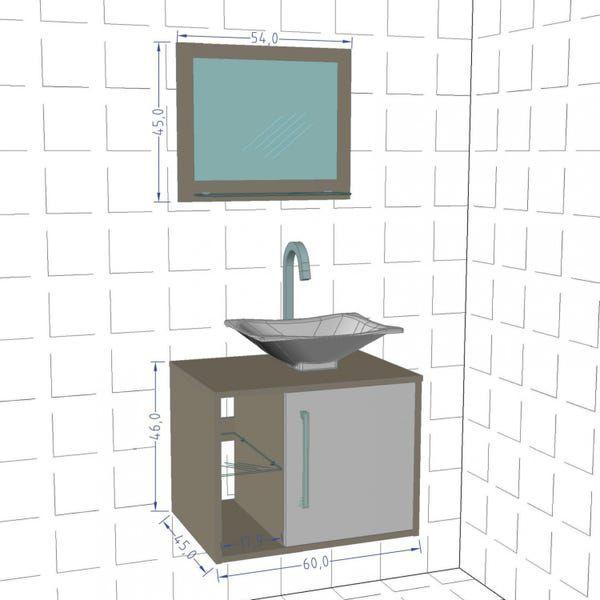 Imagem de Gabinete para Banheiro com Cuba e Espelheira Baden Branco/ Ripado - Móveis Bechara