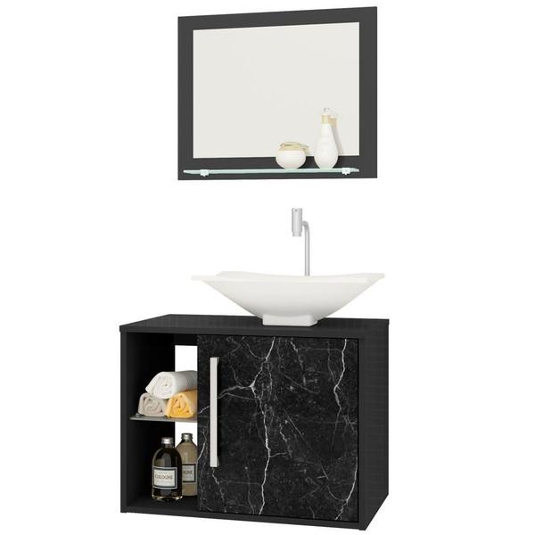 Imagem de Gabinete Para Banheiro com Cuba e Espelho Baden B02 Preto Nero - Lyam Decor