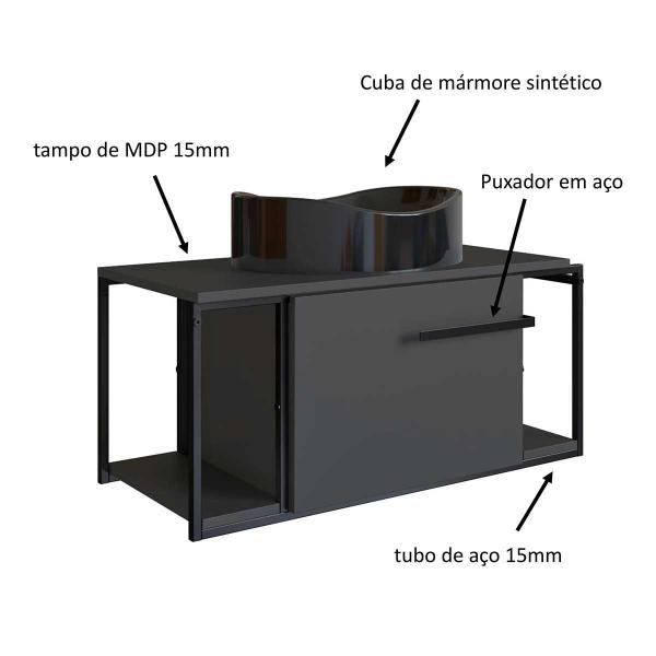 Imagem de Gabinete Para Banheiro Com Cuba Inclusa Berlin 80 cm