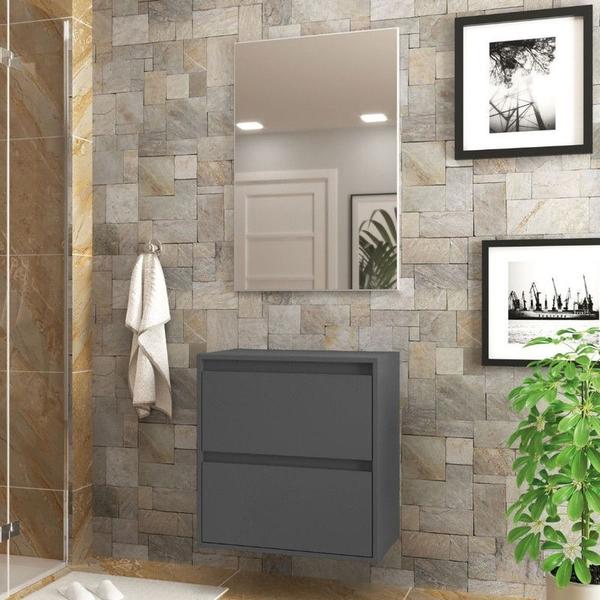 Imagem de Gabinete para Banheiro com Espelheira 60cm Mdf Dubai - On Móveis