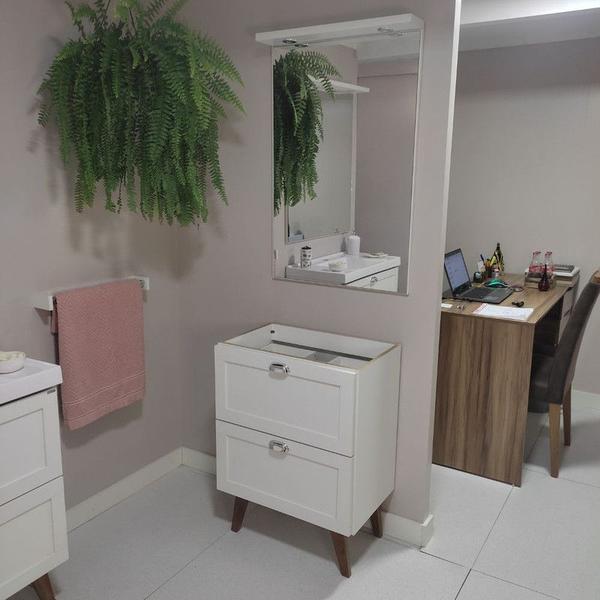 Imagem de Gabinete para Banheiro com Espelheira 60cm Retro Mdf Branco Milano - On Móveis