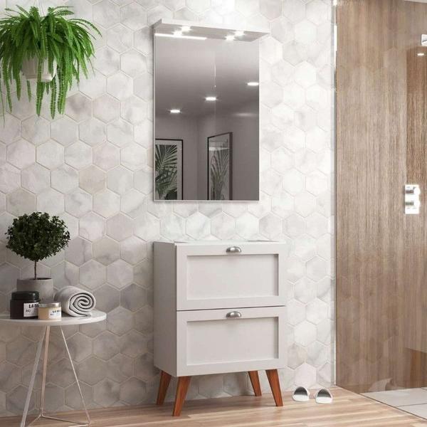 Imagem de Gabinete para Banheiro com Espelheira 60cm Retro Mdf Milano - On Móveis