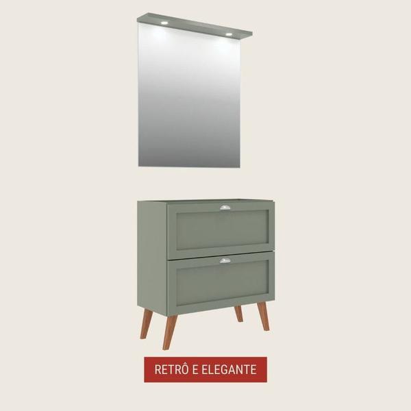 Imagem de Gabinete para Banheiro com Espelheira 80cm Retro Mdf Verde Milano - On Móveis