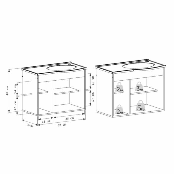 Imagem de Gabinete para Banheiro com Nichos e Lavatório Curvo Dália