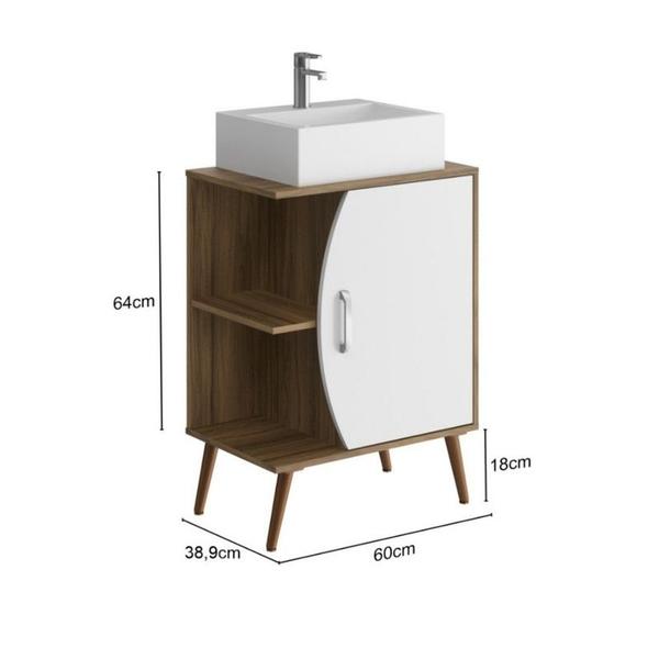 Imagem de Gabinete para banheiro com pés 01 porta com cuba Ghana Móveis Bosi