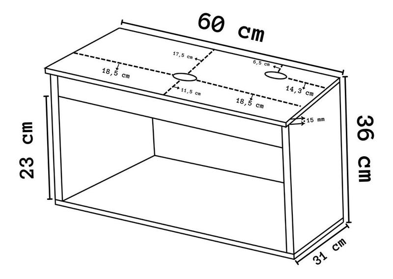 Imagem de Gabinete para Banheiro de Madeira Lavabo Suspenso 60cm