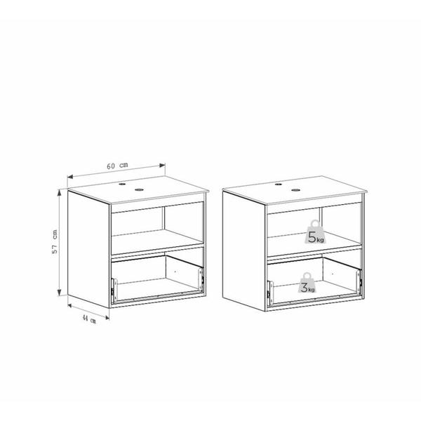 Imagem de Gabinete para Banheiro em Aço Gaia com Tampo de Vidro Preto