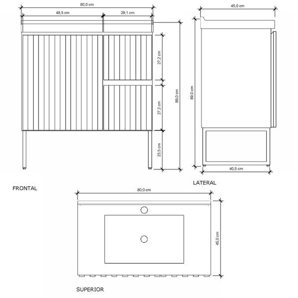 Imagem de Gabinete Para Banheiro Ferrara 80Cm Com Pe