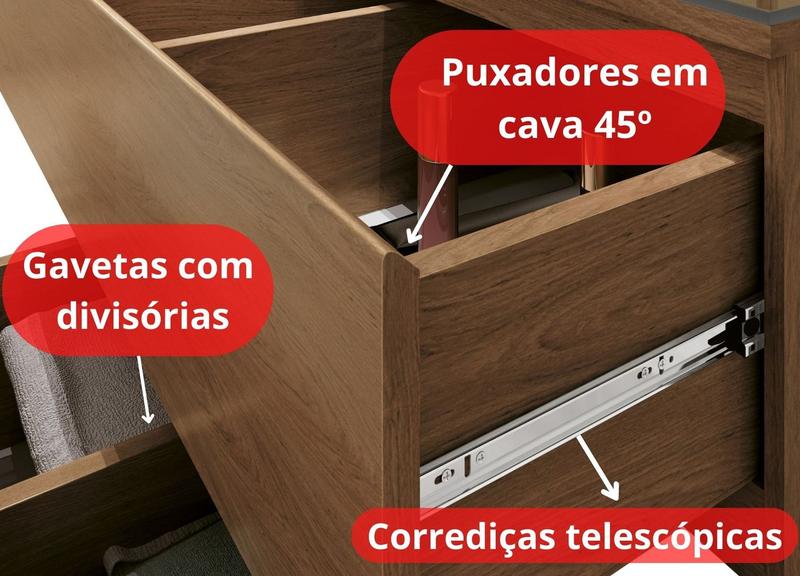 Imagem de Gabinete para Banheiro Jess 80  C/ Cuba Vidro