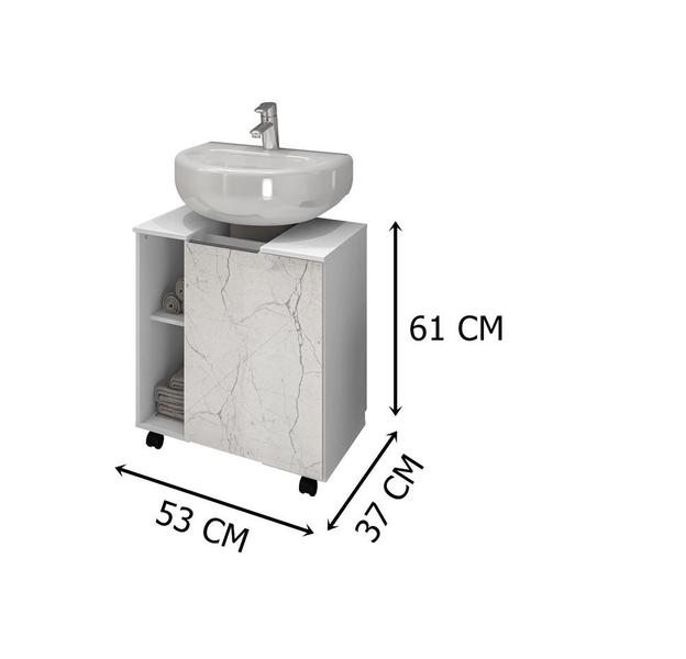 Imagem de Gabinete Para Banheiro Pequin Branco/Carrara  Bechara Móveis