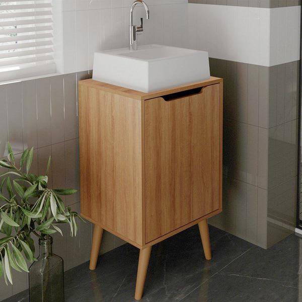 Imagem de Gabinete Para Banheiro Pes Palito 1 Porta BN3641 Amendoa Tecno Mobili