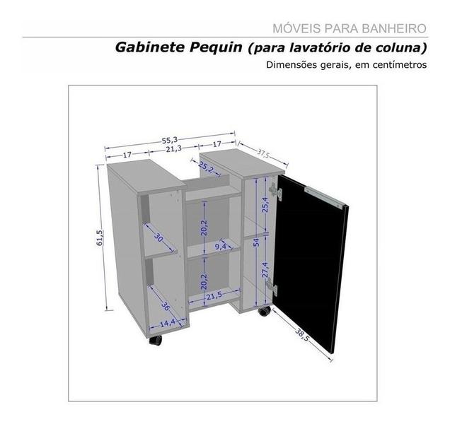 Imagem de Gabinete Para Banheiro Pia de Coluna Pequin - Móveis Bechara