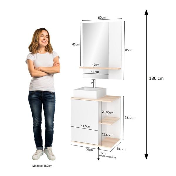 Imagem de Gabinete para Banheiro sem Cuba 60cm Báltico