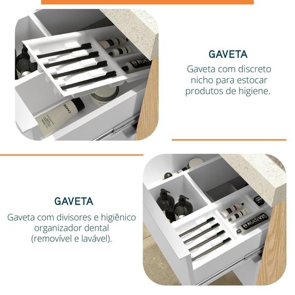 Gabinete para Banheiro Suspenso Liso 80cm sem Lavatório - Bumi Imagem de Gabinete para Banheiro Suspenso Liso 80cm sem Lavatório