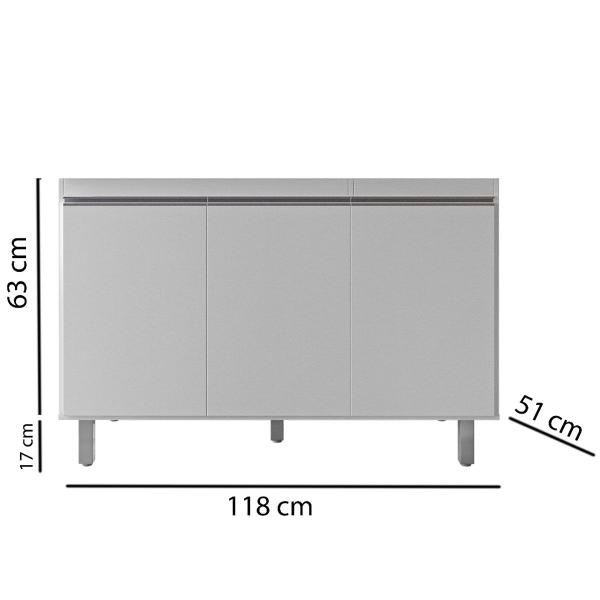 Imagem de Gabinete Para Cozinha 3 Portas Malu Branco 120cm Sem Tampo