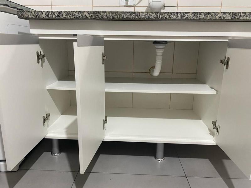 Imagem de Gabinete para pia de cozinha 1,50m Donatello Branco Fosco 100% MDF 15mm