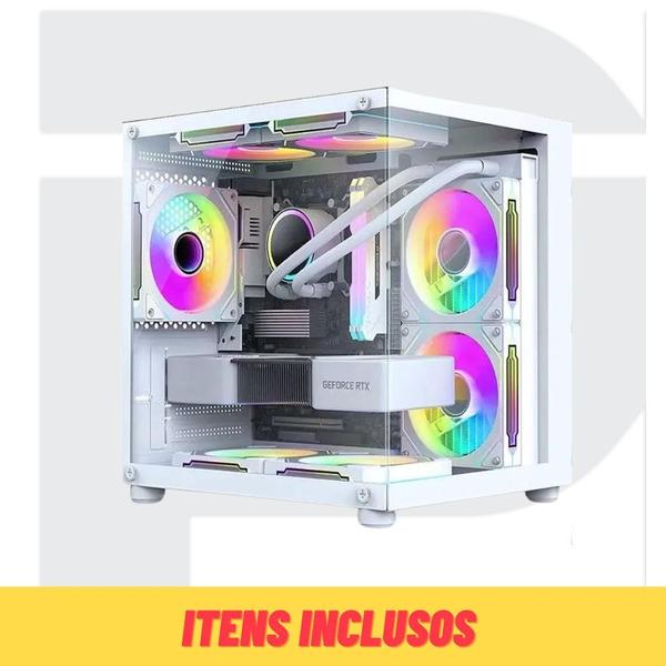 Imagem de Gabinete Pc Gamer Aquário Branco Com 5 Fans Rgb Inclusas