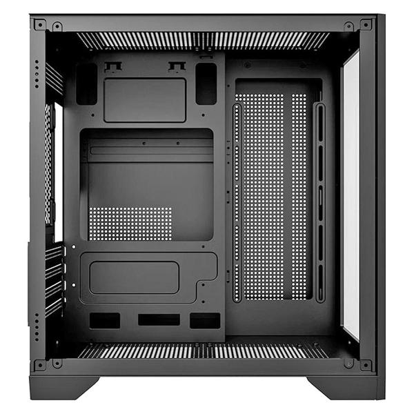 Imagem de Gabinete Preto Cubo Gamer Mid Tower mini-ITX mATX Aço e Vidro 350x270x350mm Clanm Grodd