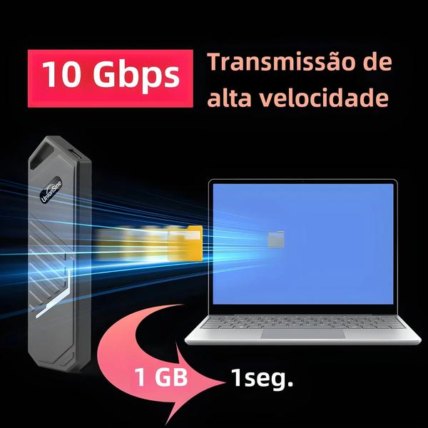 Imagem de Gabinete SSD NVMe M.2 USB 3.2 Tipo C - Unionsine - Alumínio - 10Gbps