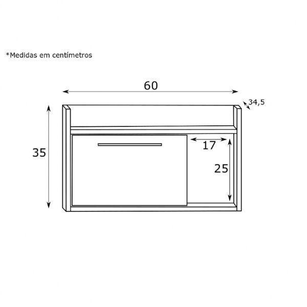 Imagem de Gabinete Suspenso para Banheiro 1 Porta Batista Estilare