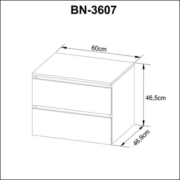 Imagem de Gabinete Suspenso para Banheiro 60cm 2 Gavetas BN3607 Tecno Mobili